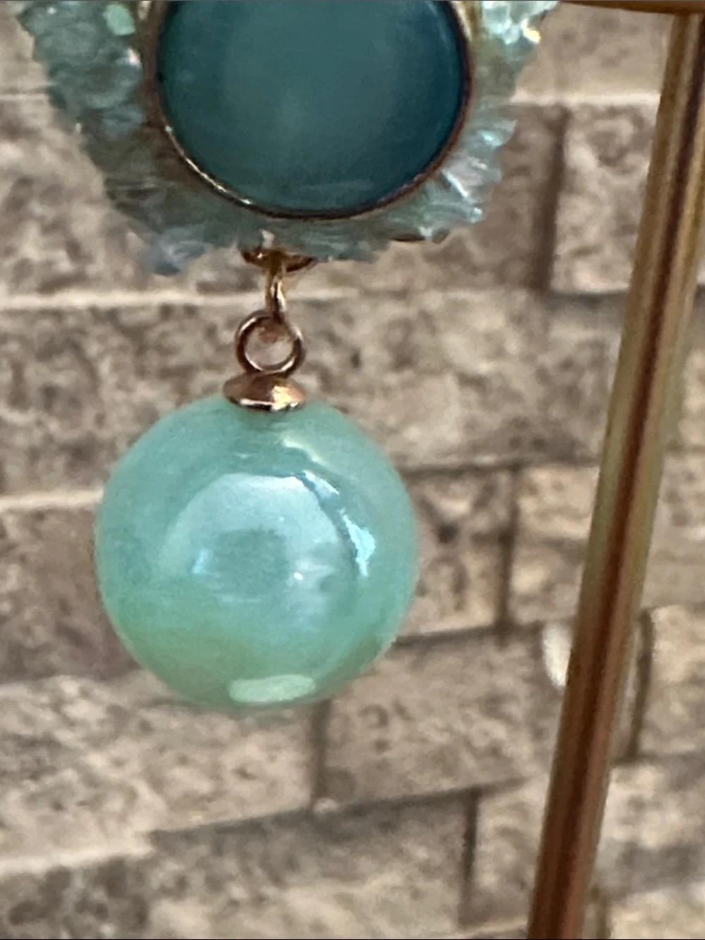 Fashion Jewelry Mint and Teal Drop Earrings with Gold Accents